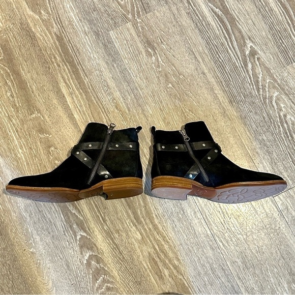 Kork -Ease Kanai Black Suede Leather Buckle Ankle Booties - Picture 7 of 14